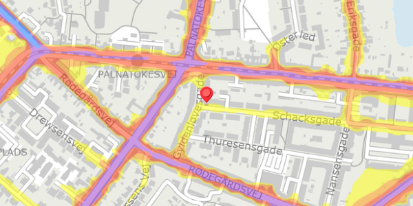 Trafikstøjkort på Schacksgade 2, 3. th, 5000 Odense C