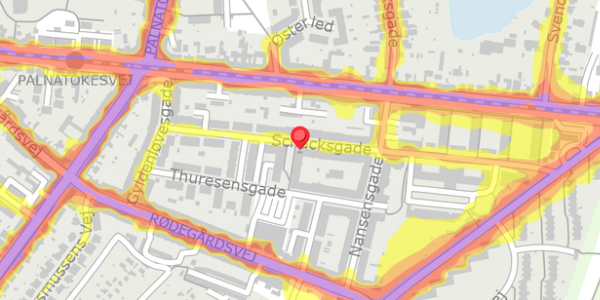Trafikstøjkort på Schacksgade 21, st. th, 5000 Odense C