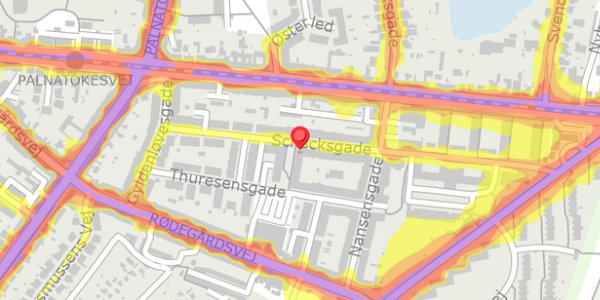Trafikstøjkort på Schacksgade 21, 3. th, 5000 Odense C
