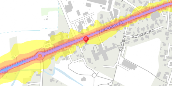 Trafikstøjkort på Faaborgvej 21, 5854 Gislev