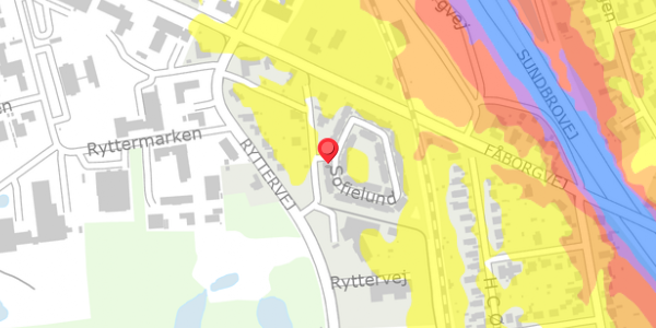 Trafikstøjkort på Sofielund 4, 5700 Svendborg