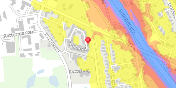 Trafikstøjkort på Sofielund 60, 5700 Svendborg