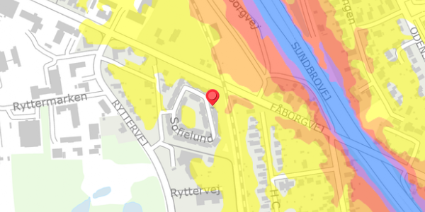 Trafikstøjkort på Sofielund 66, 5700 Svendborg