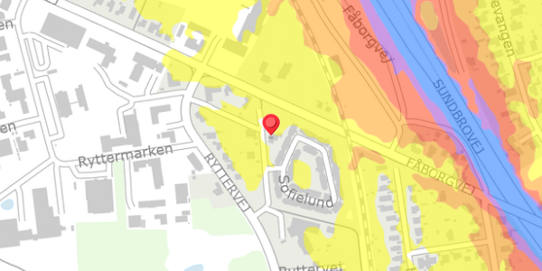 Trafikstøjkort på Sofielund 94, 5700 Svendborg