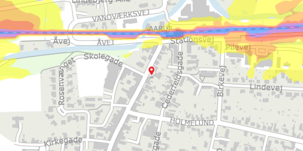 Trafikstøjkort på Bredgade 11, 5560 Aarup