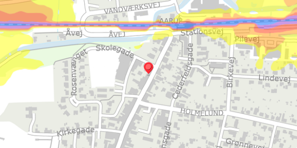 Trafikstøjkort på Bredgade 12, 5560 Aarup