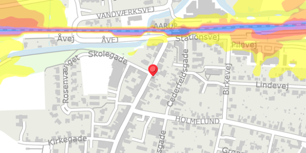 Trafikstøjkort på Bredgade 13, 5560 Aarup