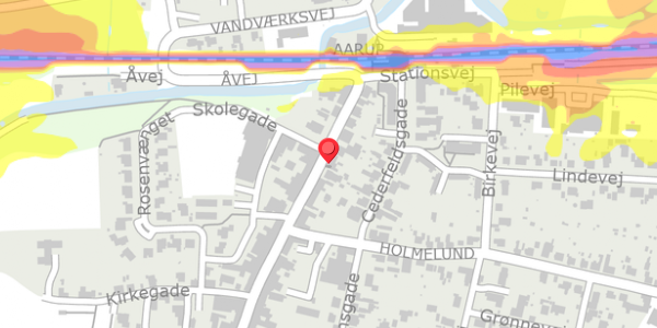 Trafikstøjkort på Bredgade 15, 5560 Aarup