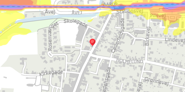 Trafikstøjkort på Bredgade 18, 5560 Aarup