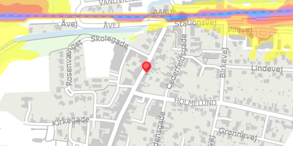 Trafikstøjkort på Bredgade 21, 5560 Aarup