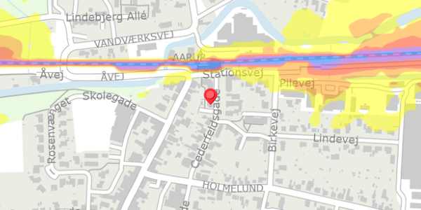 Trafikstøjkort på Cederfeldsgade 2, . , 5560 Aarup