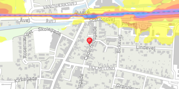 Trafikstøjkort på Cederfeldsgade 10, . , 5560 Aarup
