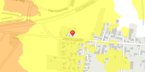 Trafikstøjkort på Vestergade 28, 6330 Padborg