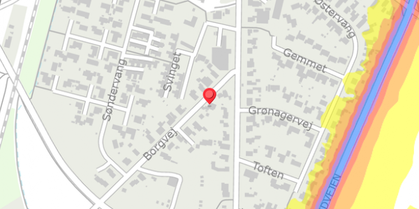 Trafikstøjkort på Borgvej 1A, . , 6261 Bredebro