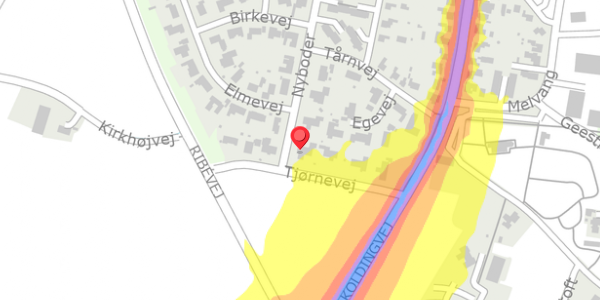 Trafikstøjkort på Nyboder 43, 6520 Toftlund