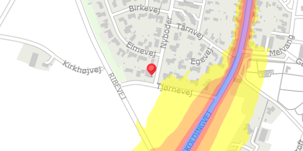Trafikstøjkort på Nyboder 86, 6520 Toftlund