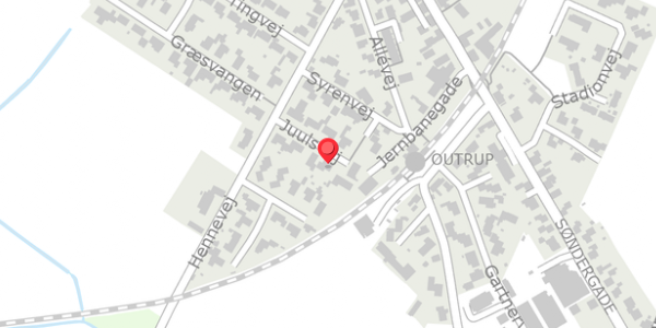 Trafikstøjkort på Juulsvej 8, 6855 Outrup