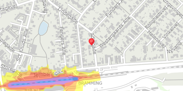 Trafikstøjkort på Adelgade 5, 6740 Bramming