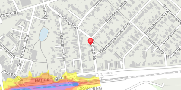 Trafikstøjkort på Adelgade 7, 6740 Bramming
