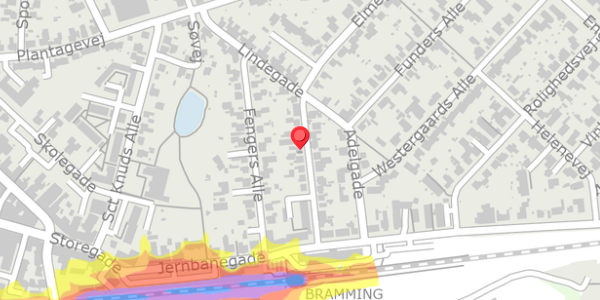 Trafikstøjkort på Elmegade 9, 6740 Bramming