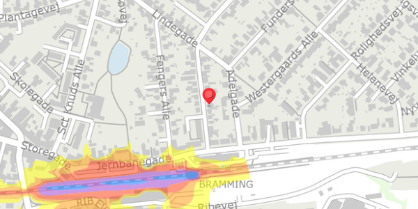 Trafikstøjkort på Elmegade 14, . , 6740 Bramming