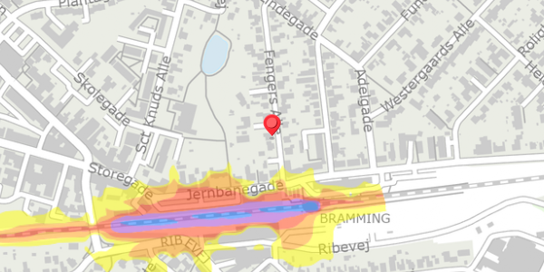 Trafikstøjkort på Fengers Alle 5, . , 6740 Bramming