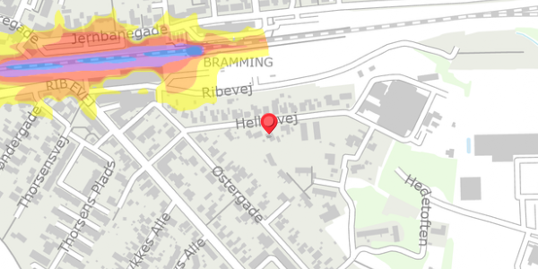 Trafikstøjkort på Hellesvej 14, 6740 Bramming
