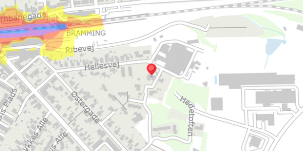 Trafikstøjkort på Hellesvej 20, 6740 Bramming