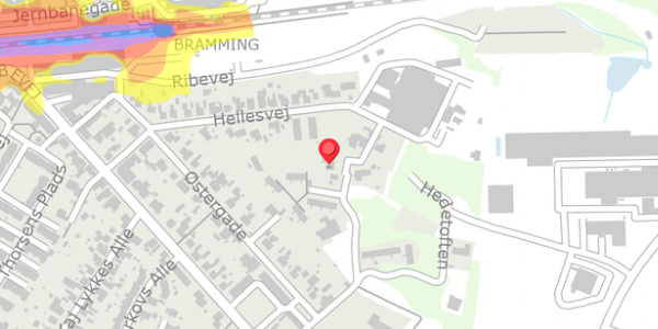 Trafikstøjkort på Hellesvej 26, 6740 Bramming