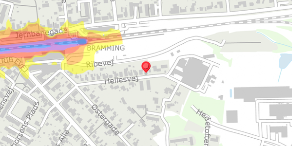 Trafikstøjkort på Hellesvej 31, 6740 Bramming