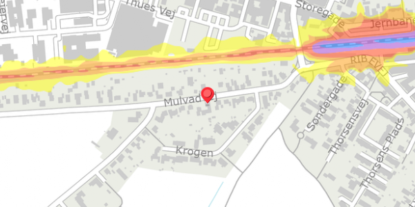 Trafikstøjkort på Mulvadvej 21, 6740 Bramming