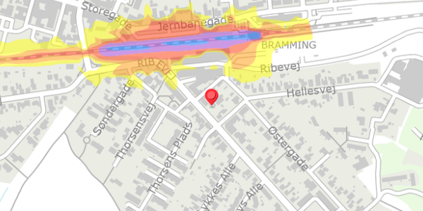 Trafikstøjkort på Ribevej 7, . , 6740 Bramming