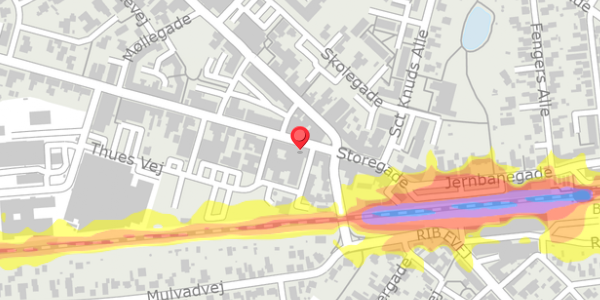 Trafikstøjkort på Storegade 21, 6740 Bramming