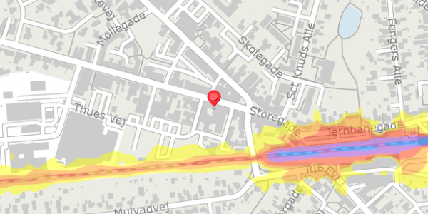 Trafikstøjkort på Storegade 25, . , 6740 Bramming