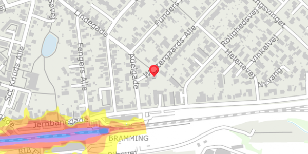 Trafikstøjkort på Westergaards Alle 4, 6740 Bramming