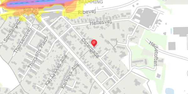 Trafikstøjkort på Østergade 13, 6740 Bramming