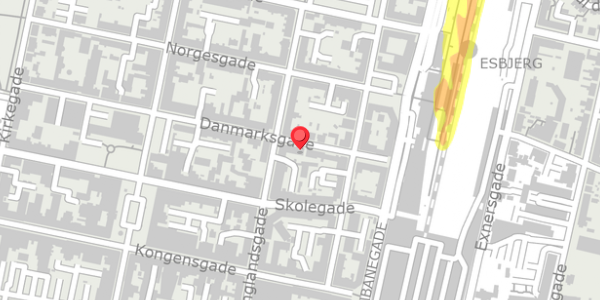 Trafikstøjkort på Danmarksgade 14, . , 6700 Esbjerg