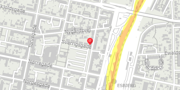 Trafikstøjkort på Sverrigsgade 1, 6700 Esbjerg