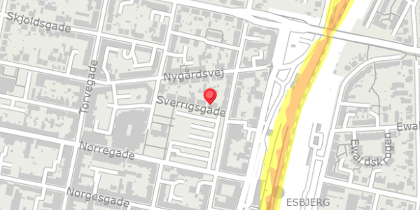 Trafikstøjkort på Sverrigsgade 3B, 6700 Esbjerg