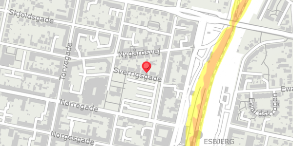 Trafikstøjkort på Sverrigsgade 5, 6700 Esbjerg