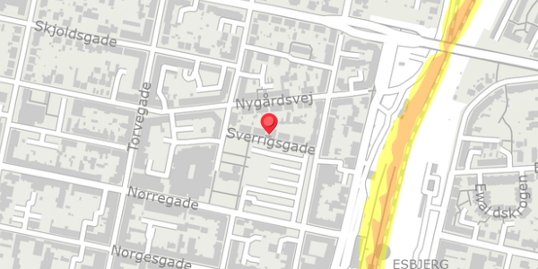 Trafikstøjkort på Sverrigsgade 11, 6700 Esbjerg