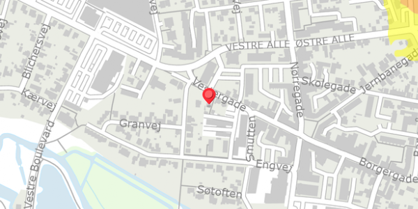 Trafikstøjkort på Vestergade 21, 7200 Grindsted