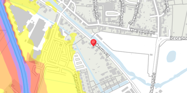 Trafikstøjkort på Damvej 18, . , 6760 Ribe