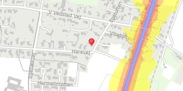 Trafikstøjkort på Harevej 2D, 6760 Ribe