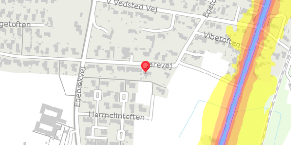 Trafikstøjkort på Harevej 5B, 6760 Ribe