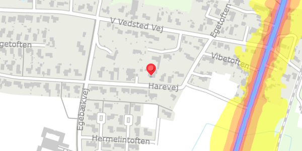Trafikstøjkort på Harevej 8, 6760 Ribe