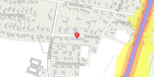 Trafikstøjkort på Harevej 9, 6760 Ribe