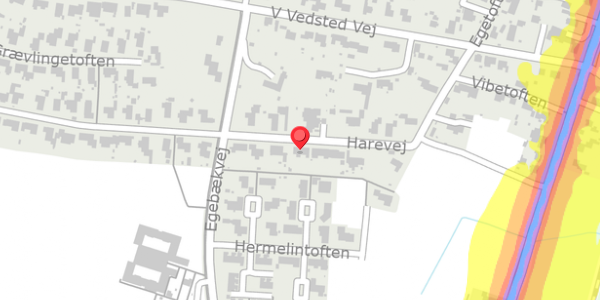 Trafikstøjkort på Harevej 11, 6760 Ribe