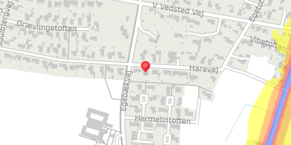 Trafikstøjkort på Harevej 15, 6760 Ribe
