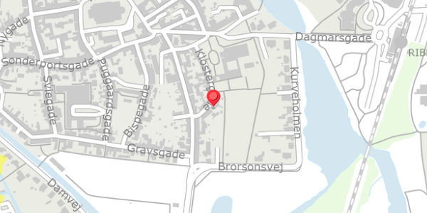 Trafikstøjkort på Klostergade 9, 6760 Ribe